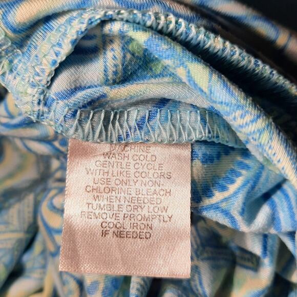 Vintage 90s Batik Slip Dress Aqua Floral Adjustable Straps Sz L Y2K Indie Trippy - Picture 10 of 10